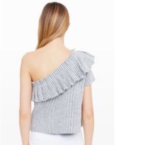 Club Monaco One Shoulder Ruffle Top Small - Picture 3 of 6